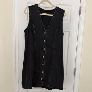 XL - Abercrombie & Fitch Black Sleeveless V-Neck Sheath Mini Dress